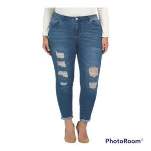 DEJA Blue Plus Rolled Distressed Skinny Jeans NWT various sizes: 16, 18, 20